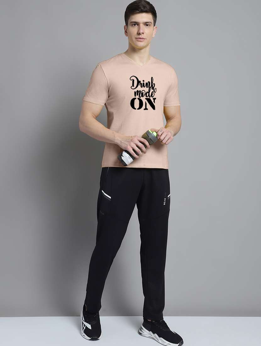 men beige cotton chest print t-shirt - 20312176 -  Standard Image - 3