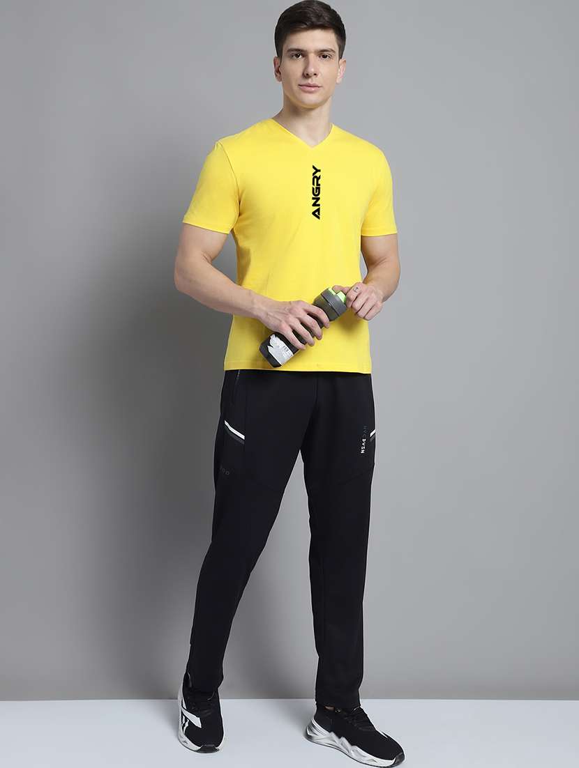 men yellow cotton chest print t-shirt - 20312213 -  Standard Image - 3