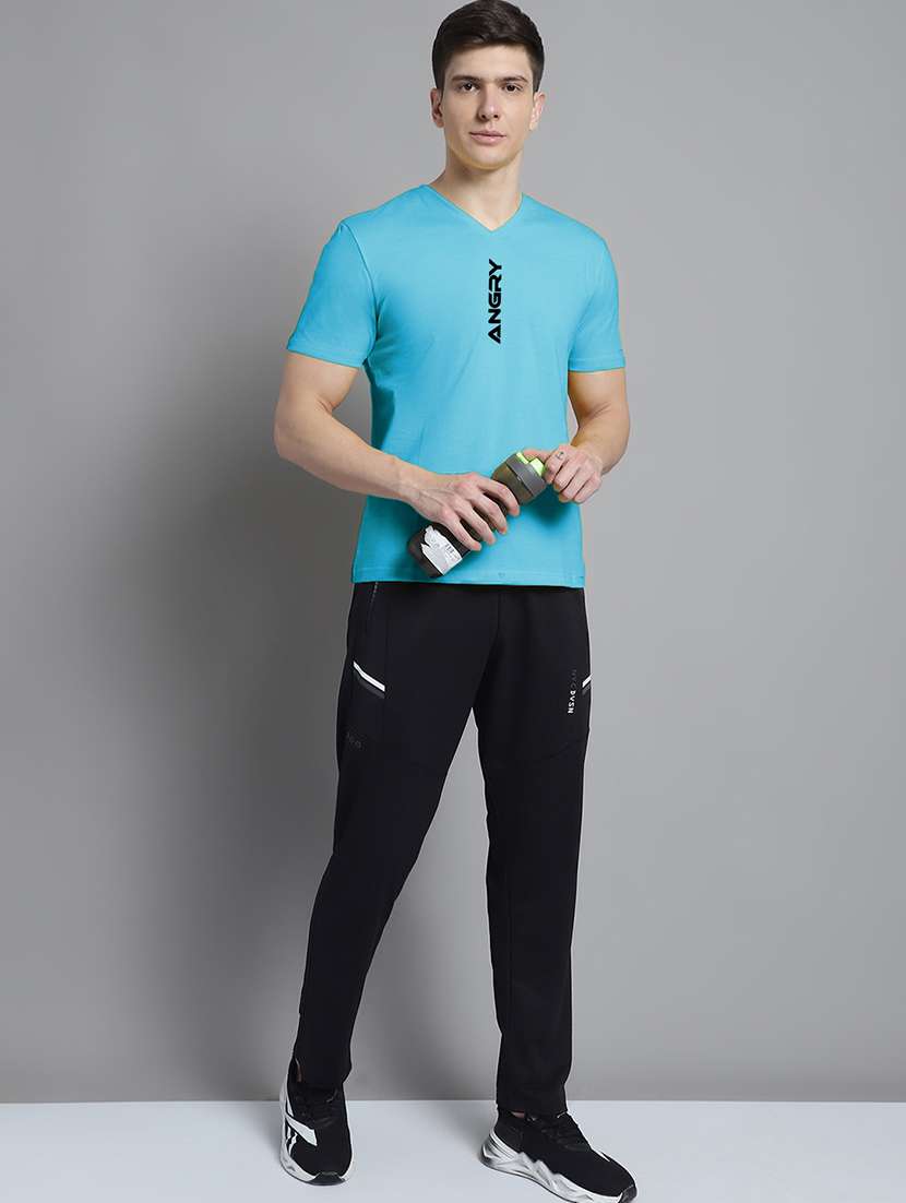 men blue cotton chest print t-shirt - 20312215 - Standard Image - 3