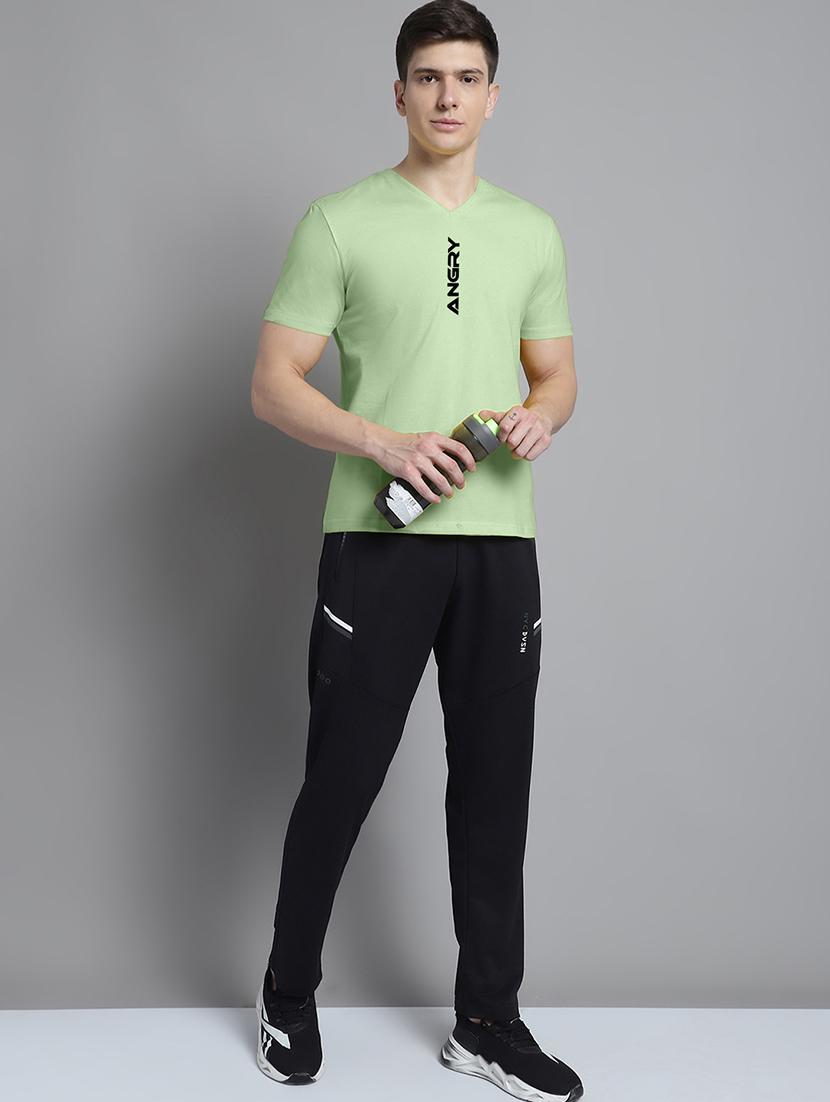 men light green cotton chest print t-shirt - 20312218 - Standard Image - 3