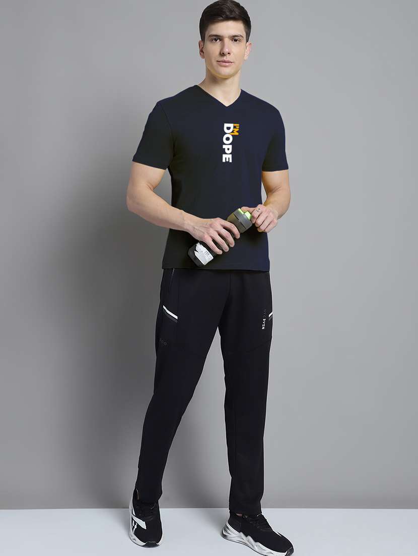 men navy blue cotton chest print t-shirt - 20312223 -  Standard Image - 3