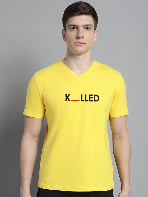 men v-neck graphic chest print t-shirt - 20312235 -  Standard Image - 0