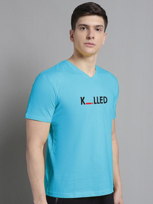 men v-neck graphic chest print t-shirt - 20312236 - Standard Image - 0