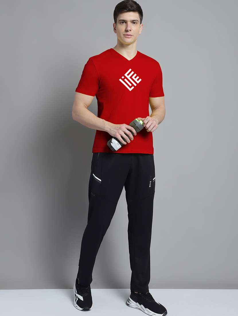 men typography print v-neck cotton t-shirt - 20312240 -  Standard Image - 3