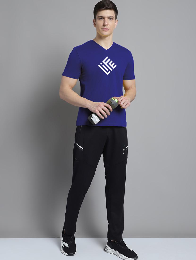 men blue cotton chest print t-shirt - 20312241 - Standard Image - 3