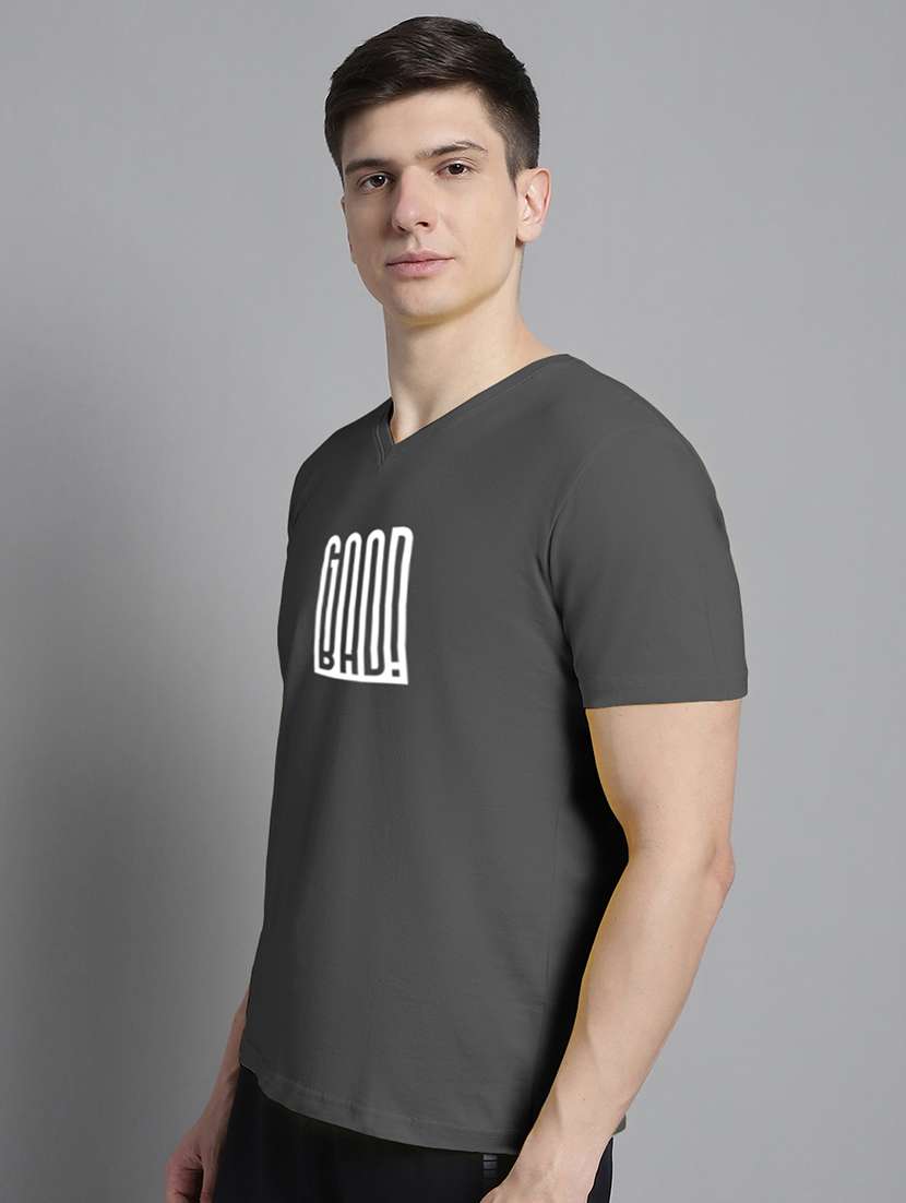 Buy online Men V-neck Graphic Chest Print T-shirt from top wear