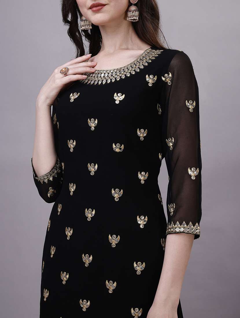 women black kurta pant set with dhupatta - 20315967 -  Standard Image - 5