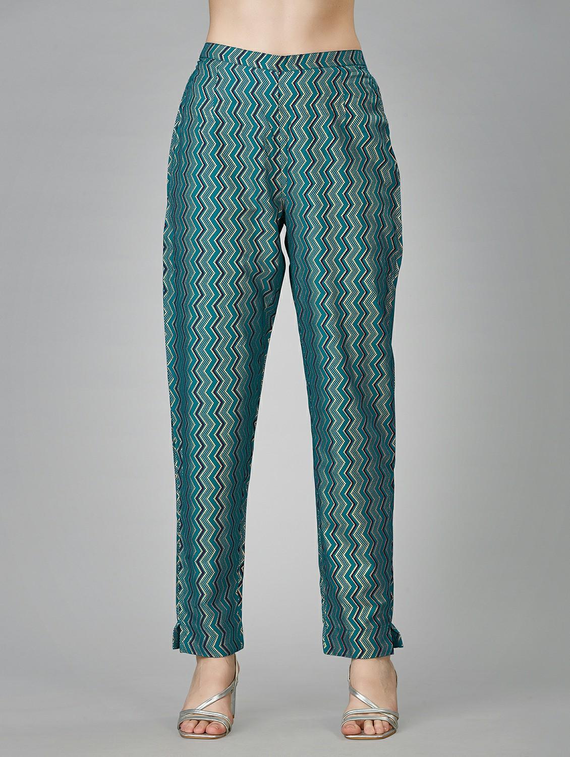women teal round neck kurta pant set - 20317900 - Standard Image - 3