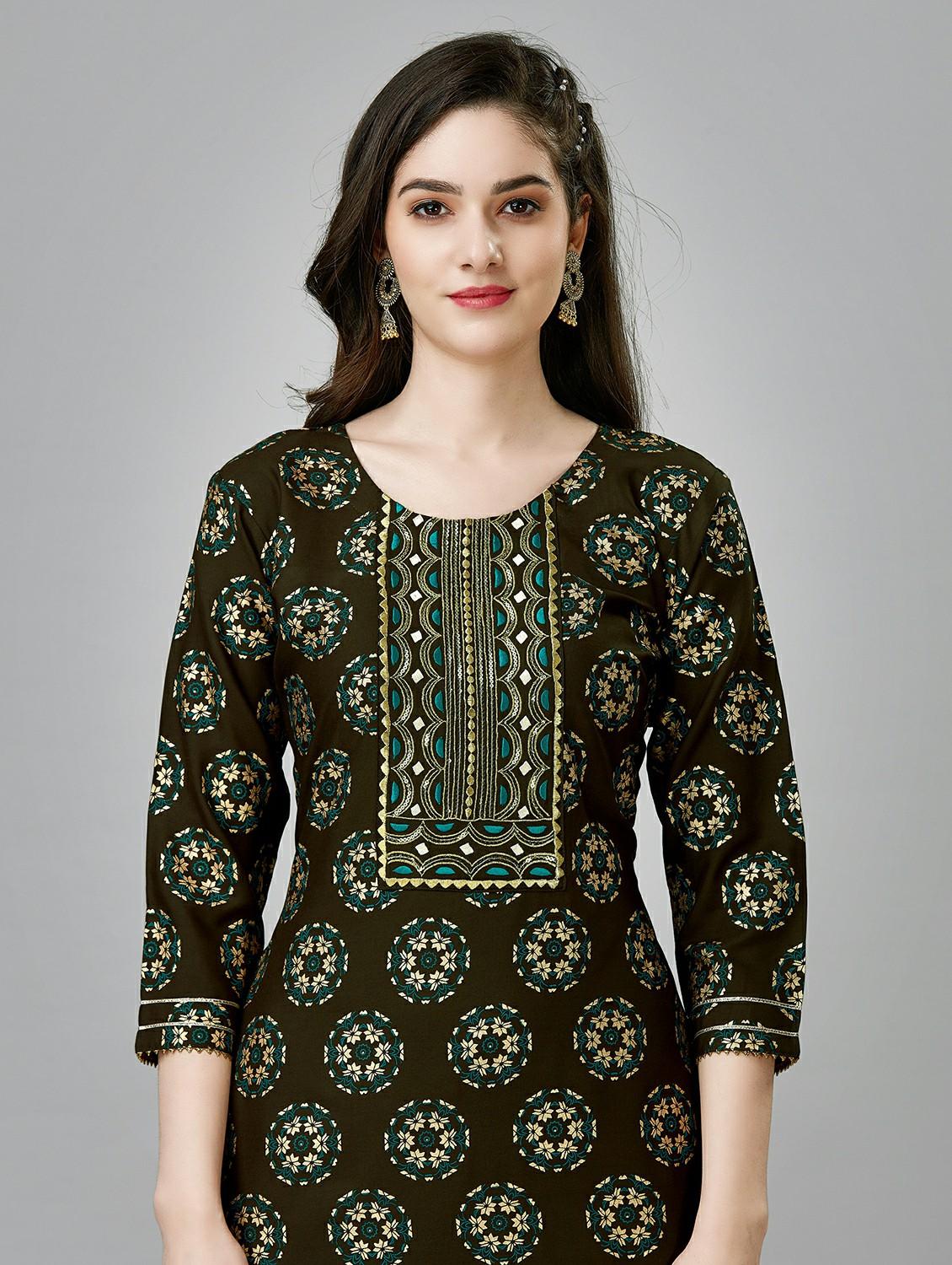 olive colored kurta pant set - 20317902 - Standard Image - 5