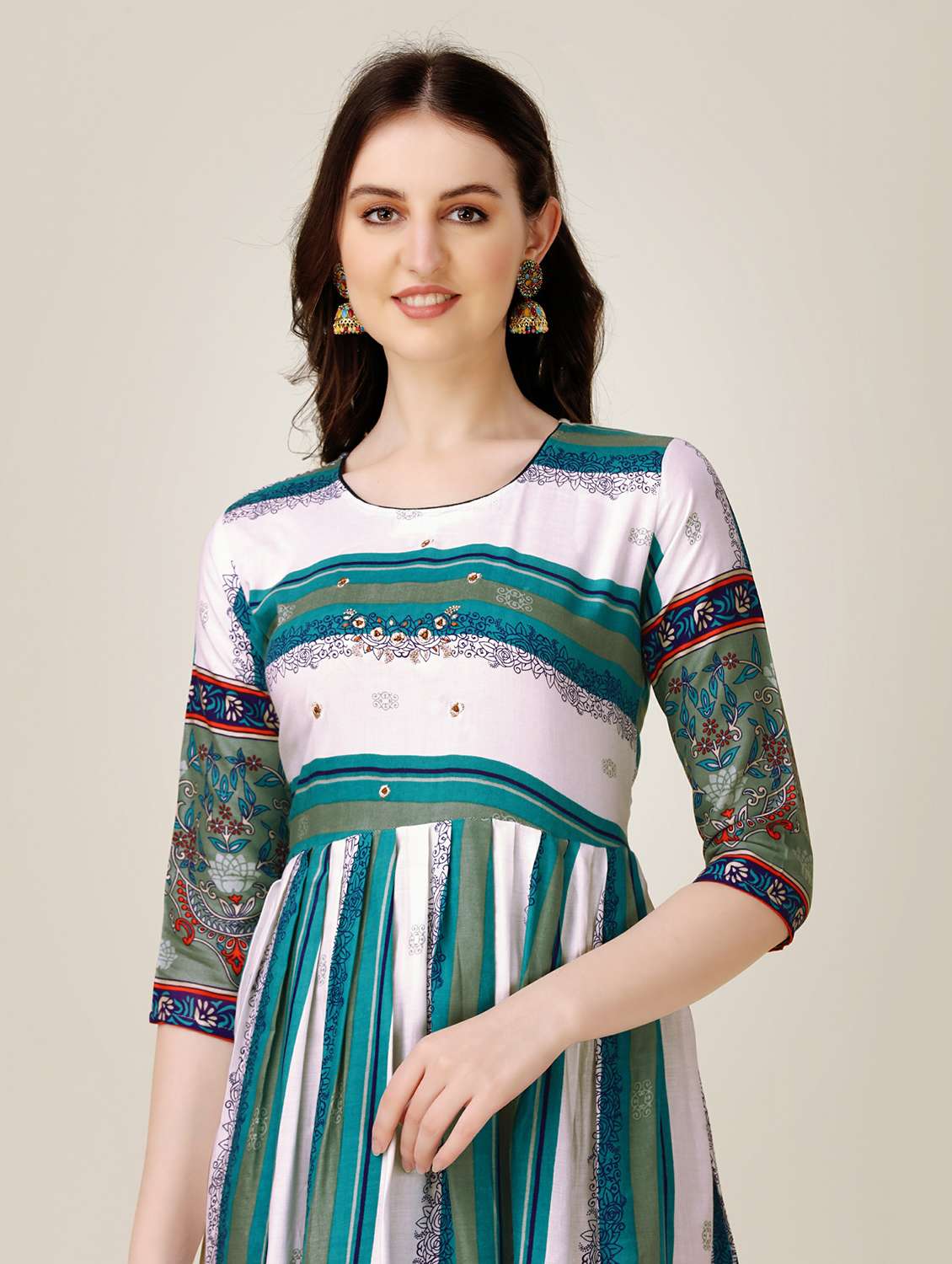 women multi color round neck anarkali kurta - 20317916 - Standard Image - 3
