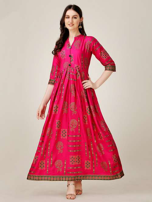 pink colored a-line kurta - 20317928 - Standard Image - 0
