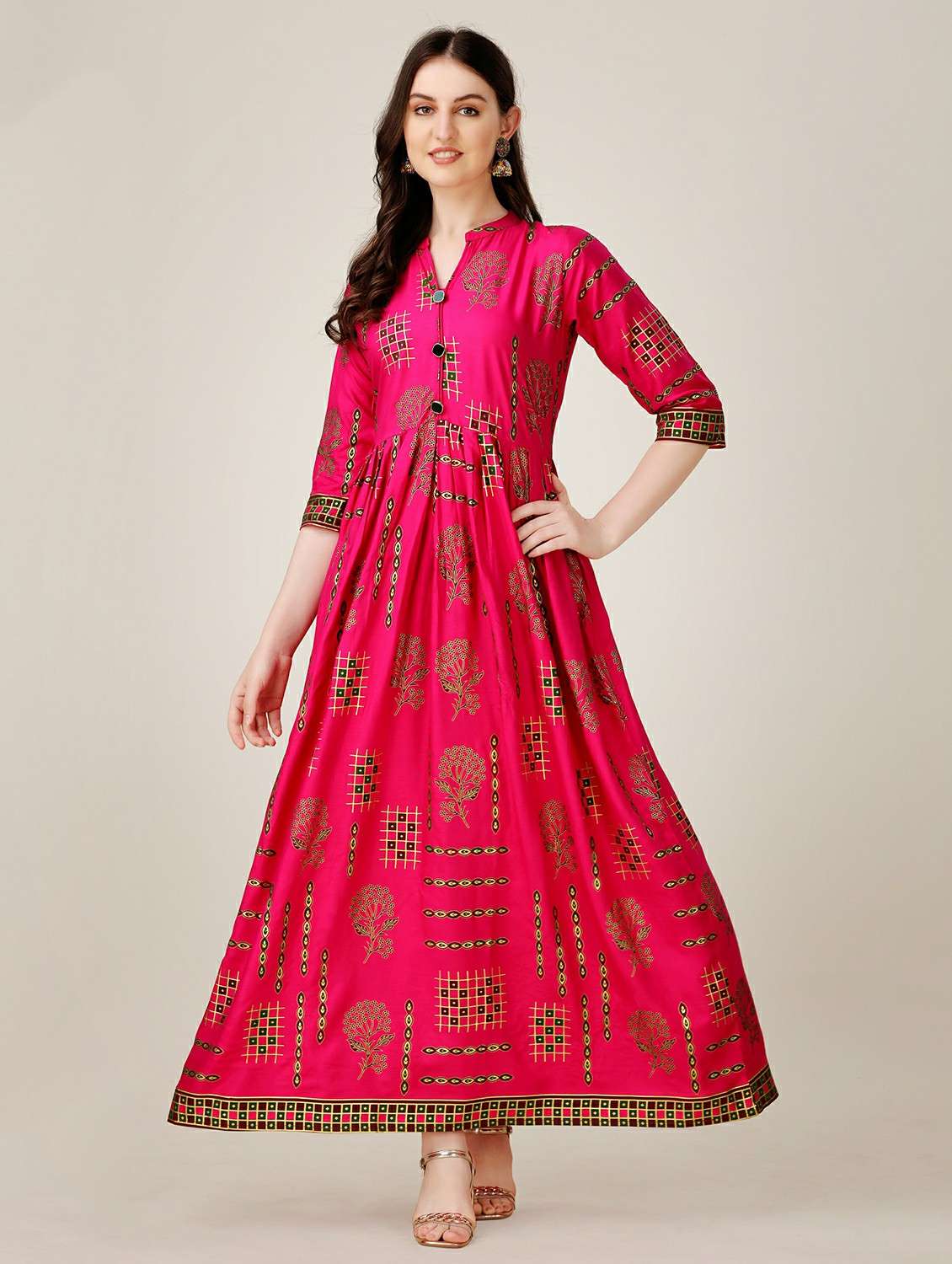 pink colored a-line kurta
