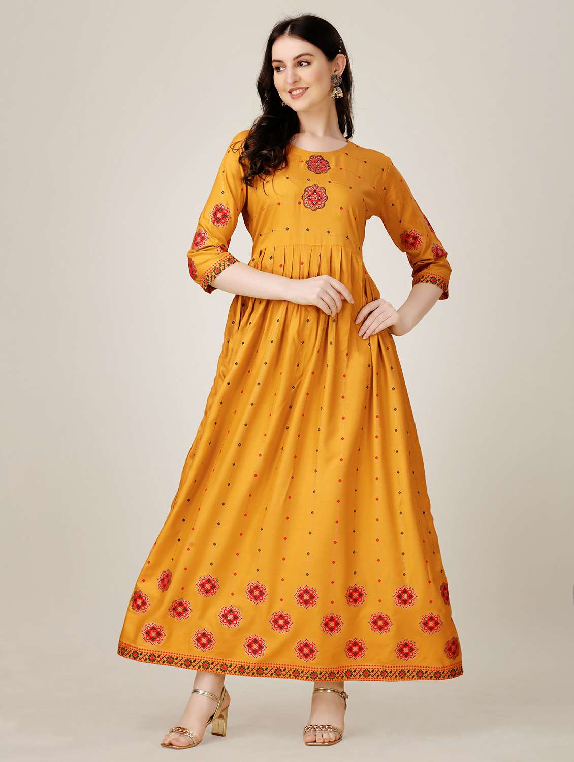 mustard colored a-line kurta