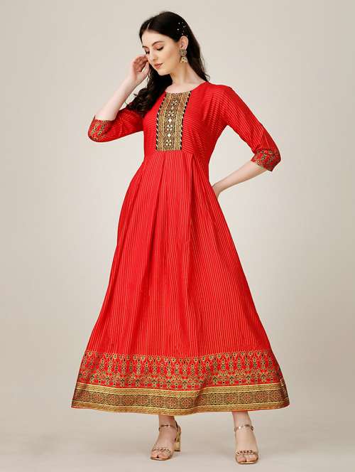 red colored a-line kurta - 20317930 - Standard Image - 0