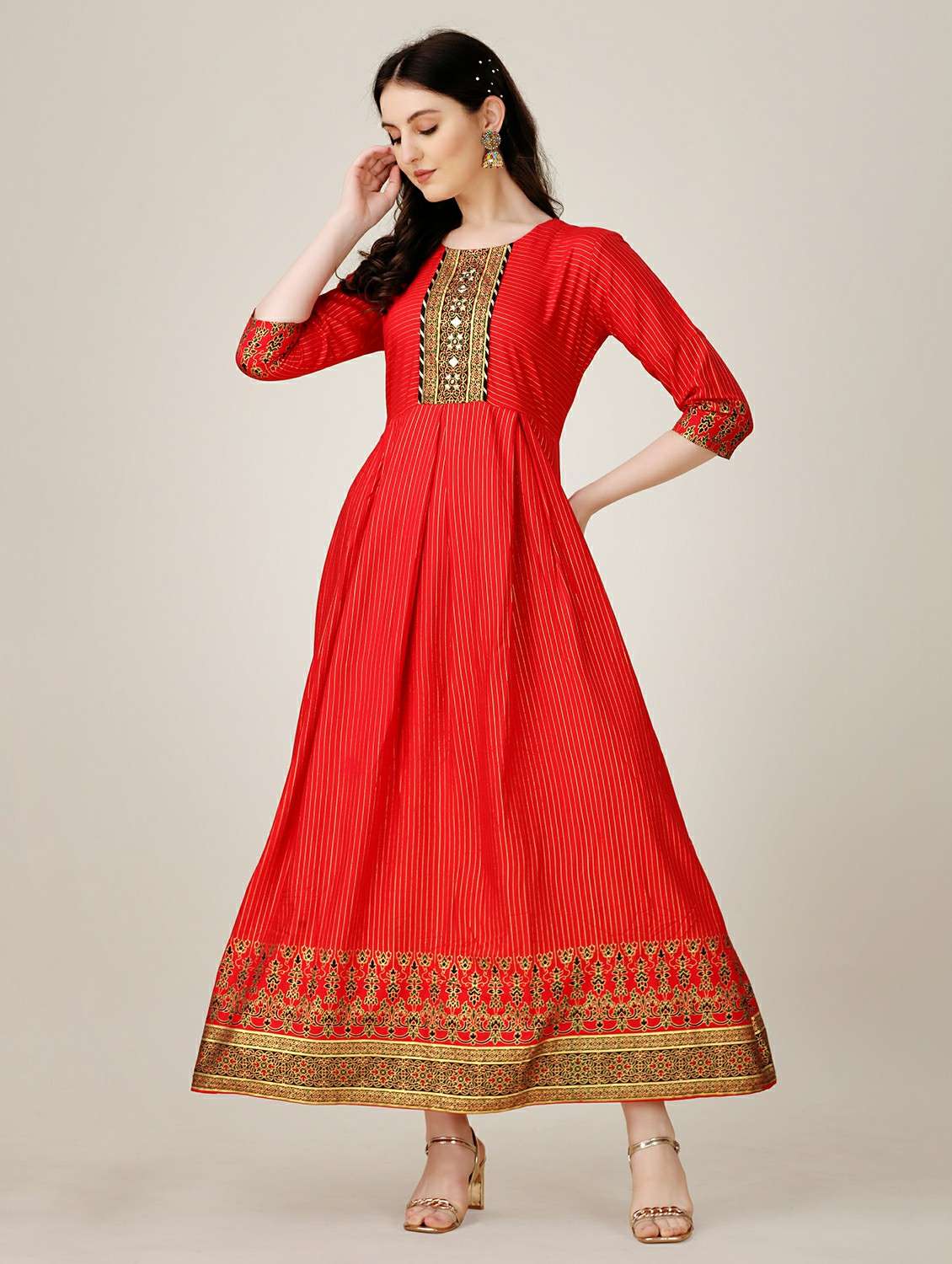 red colored a-line kurta
