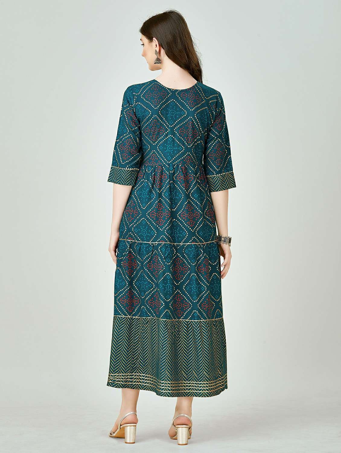 teal colored anarkali kurta - 20317941 -  Standard Image - 3