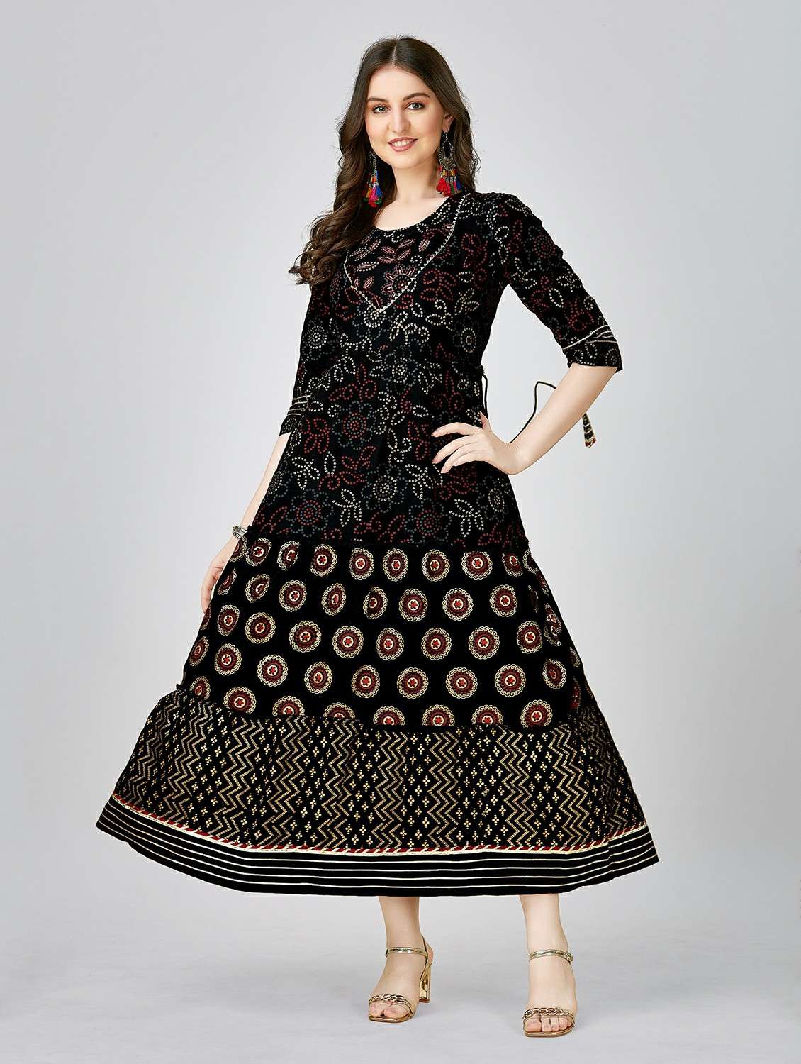 black colored flared kurta