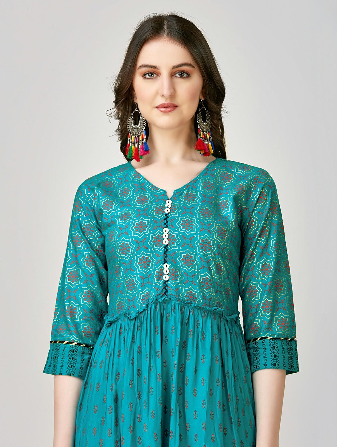 blue colored anarkali kurta - 20317948 - Standard Image - 3