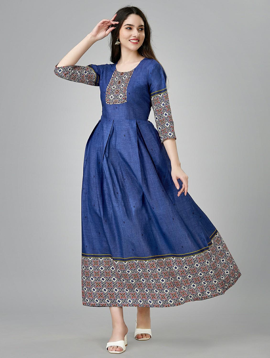 blue colored a-line kurta