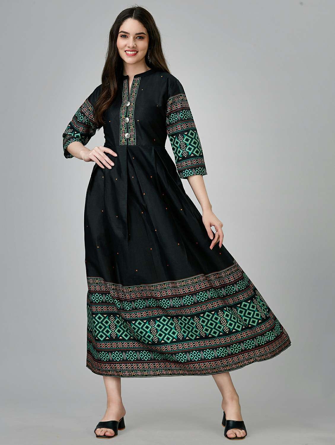 teal colored a-line kurta