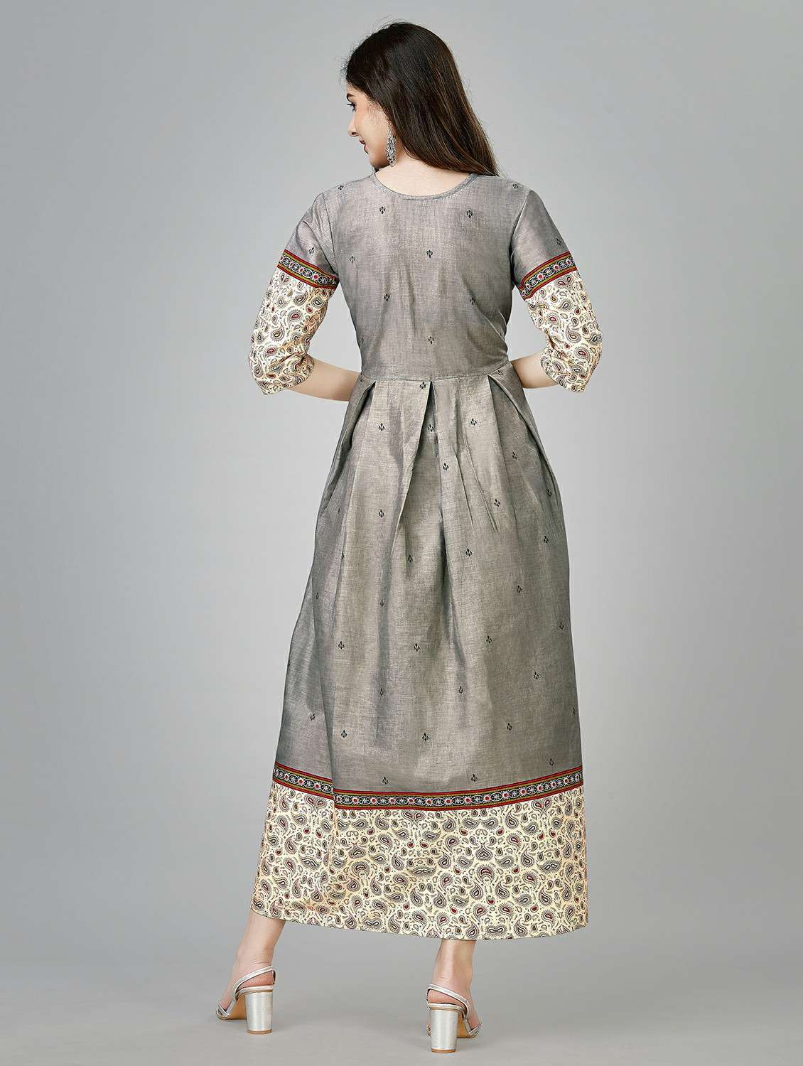 grey colored a-line kurta - 20317956 -  Standard Image - 3