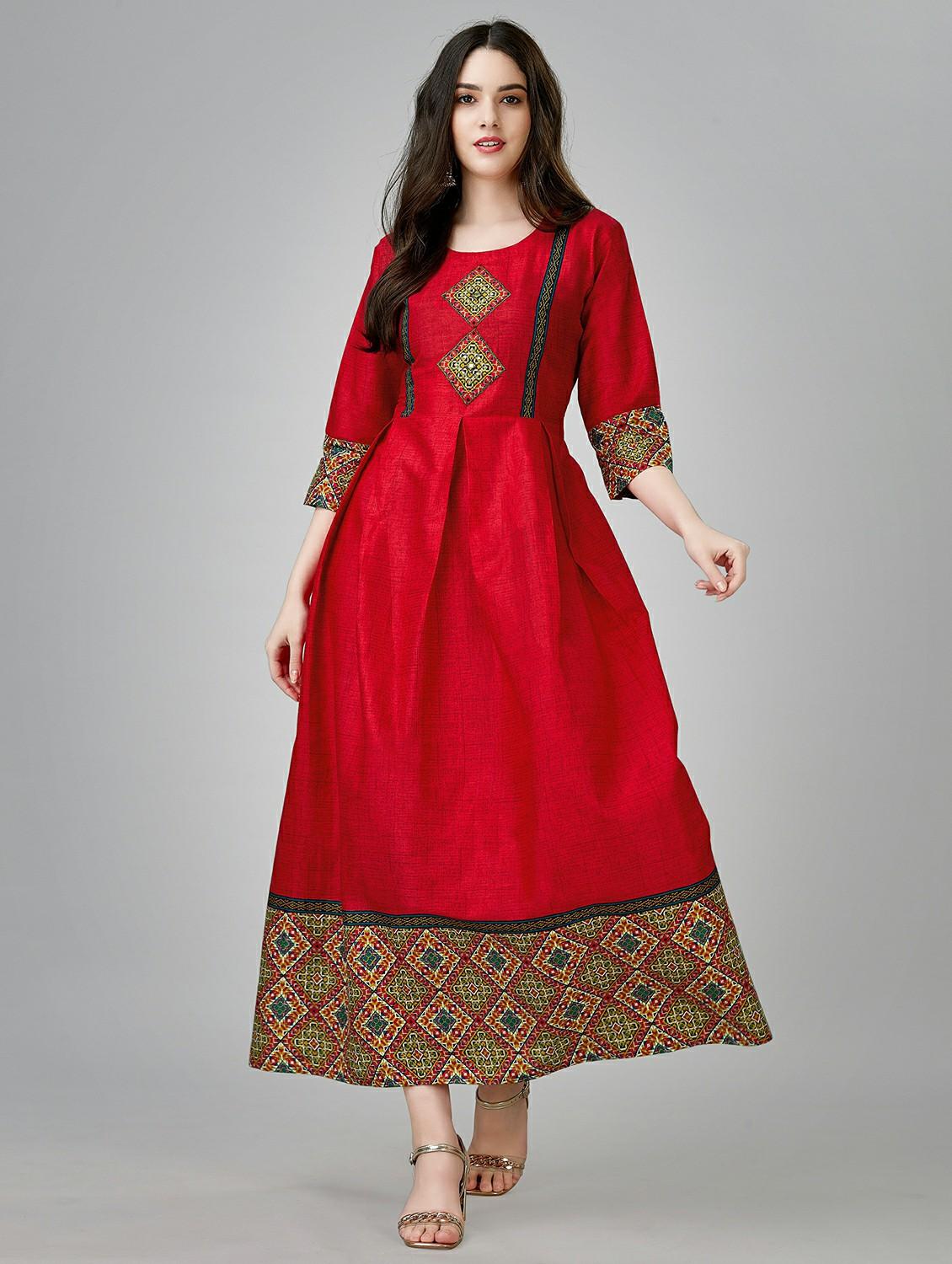 red colored a-line kurta
