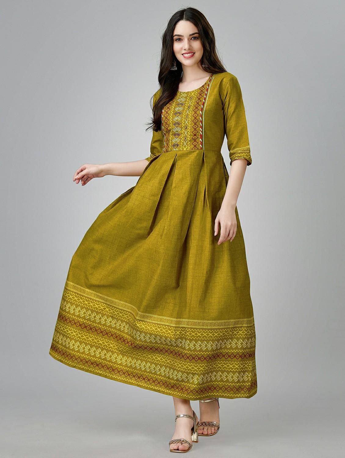 green colored a-line kurta - 20317960 -  Zoom Image - 0