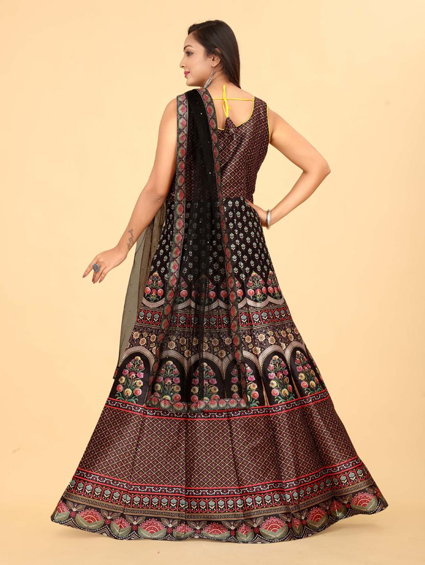 cofee brown silk flared gown - 20318214 - Standard Image - 3
