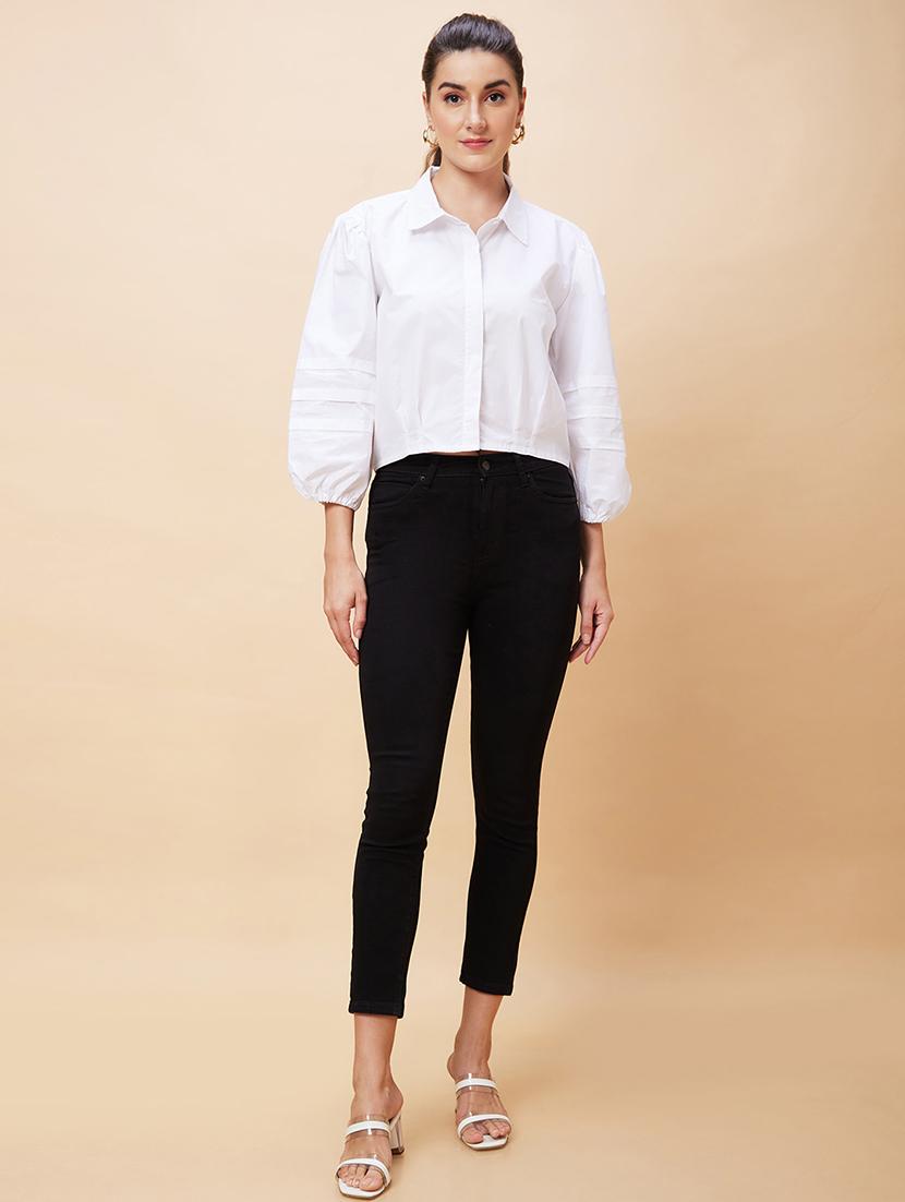 women white cotton shirt style top - 20318628 - Standard Image - 3