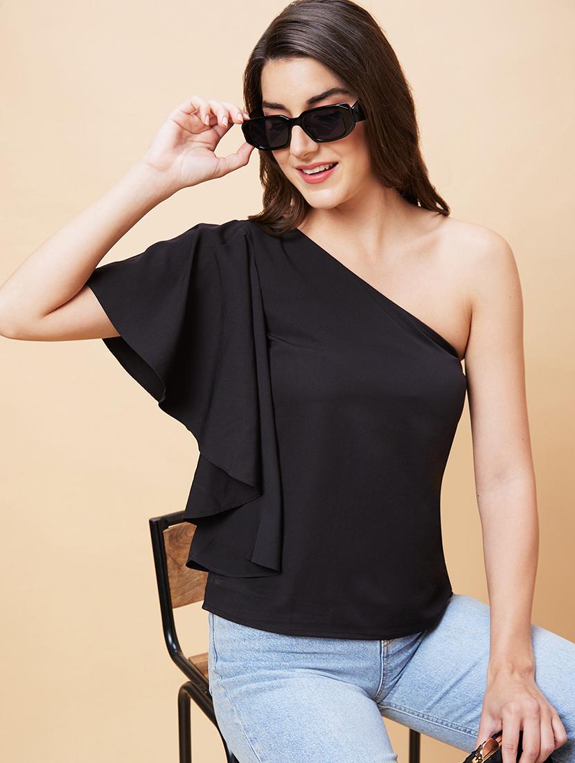 women black polyester regular top - 20318634 - Standard Image - 3