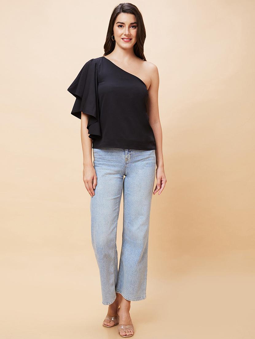 women black polyester regular top - 20318634 - Standard Image - 5