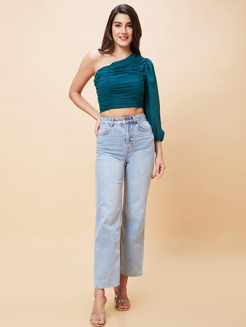 women green polyester crop top - 20318636 - Standard Image - 5