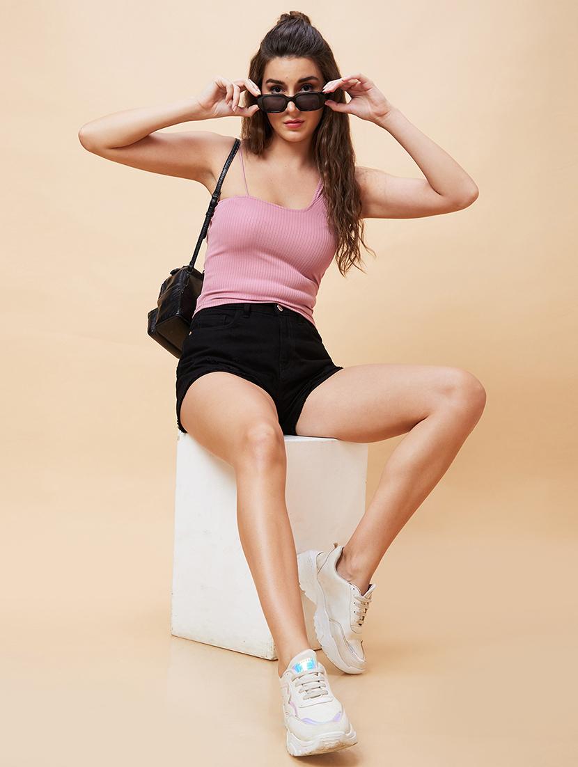 women pink cotton crop top - 20318641 - Standard Image - 5