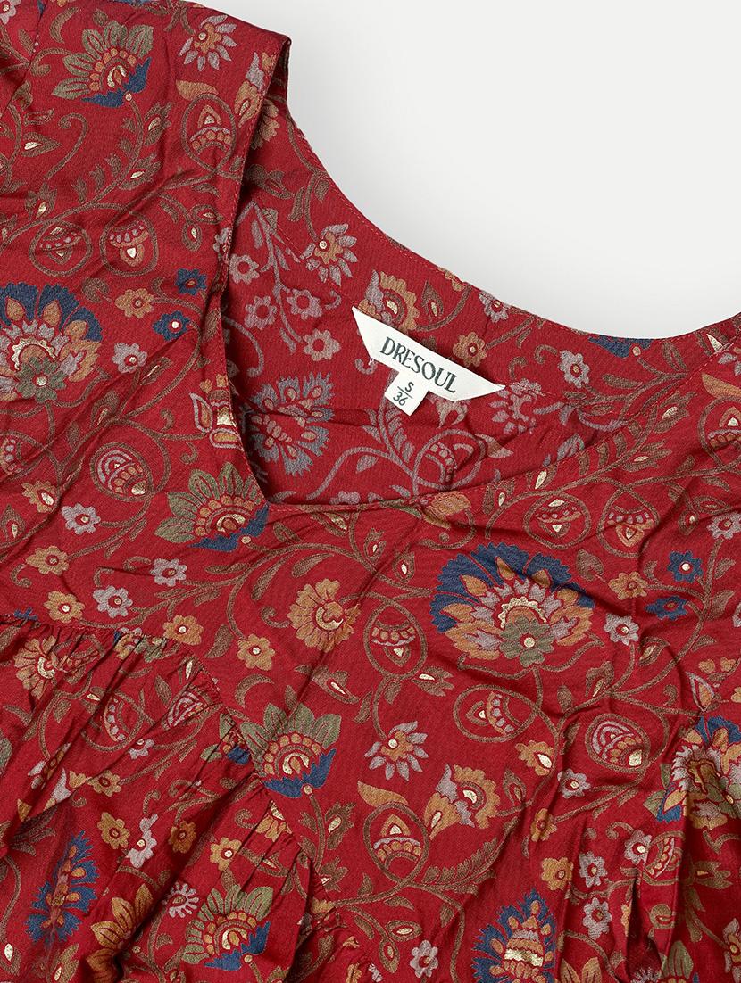 women maroon floral v-neck co-ord sets - 20318816 - Standard Image - 5