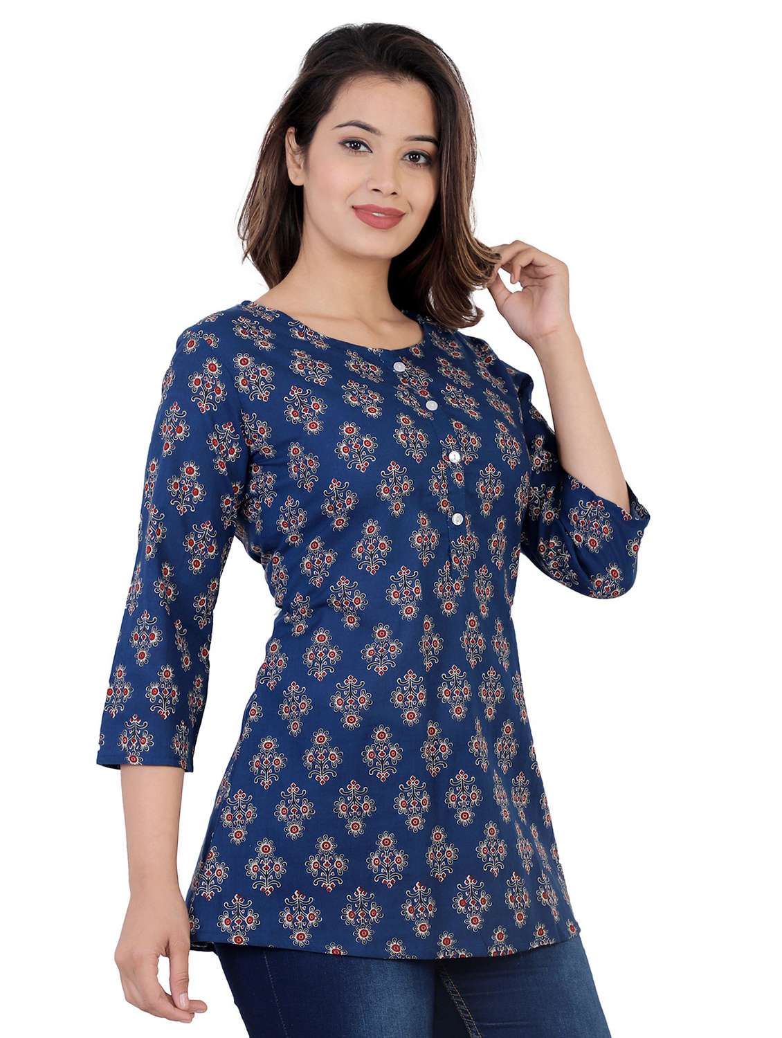 Blue Printed A Line Tunic
