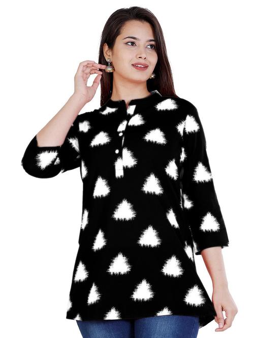 black printed regular tunic - 20319375 - Standard Image - 0