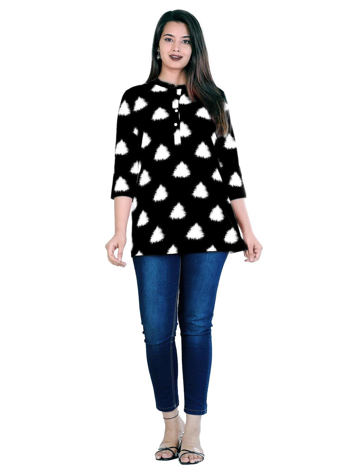 black printed regular tunic - 20319375 - Standard Image - 3