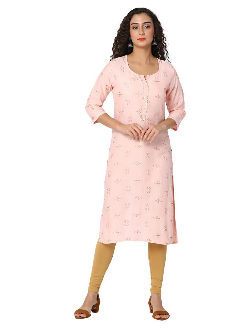 women rosewater round neck straight kurta - 20319651 - Zoom Image - 0