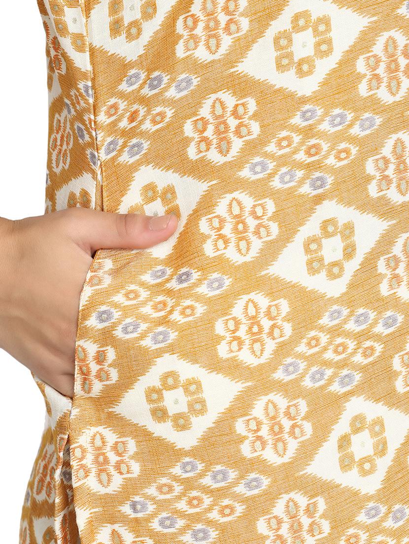 women gold color rayon a-line kurta - 20319701 - Standard Image - 5