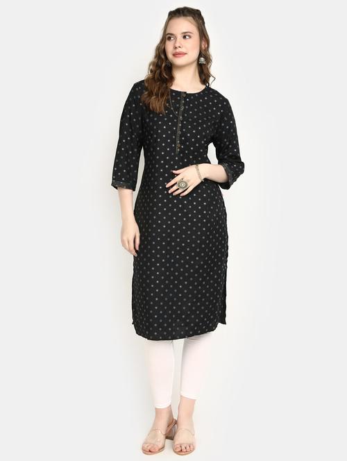 foil printed polka dots straight kurta - 20319758 - Standard Image - 0