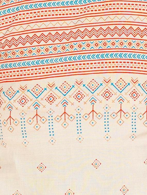 cream printed bell sleeves a-line tunic - 20321282 - Standard Image - 3
