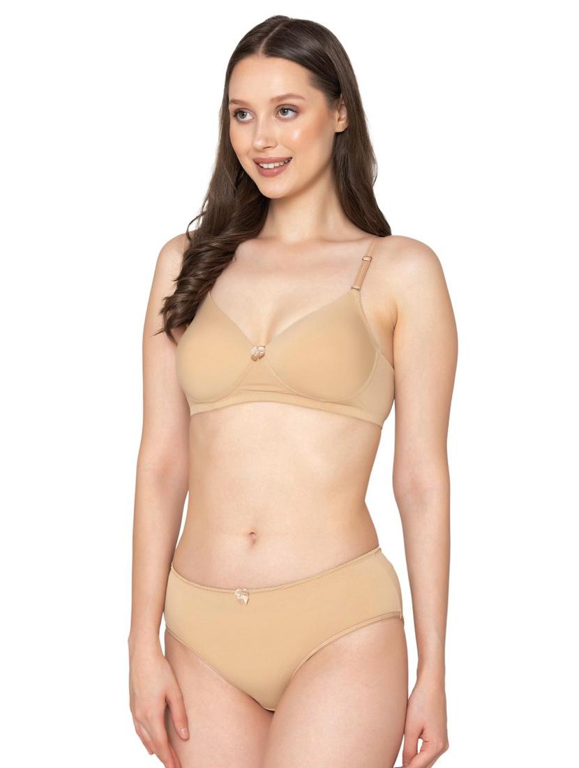 beige solid bra and panty set - 20322113 - Zoom Image - 0