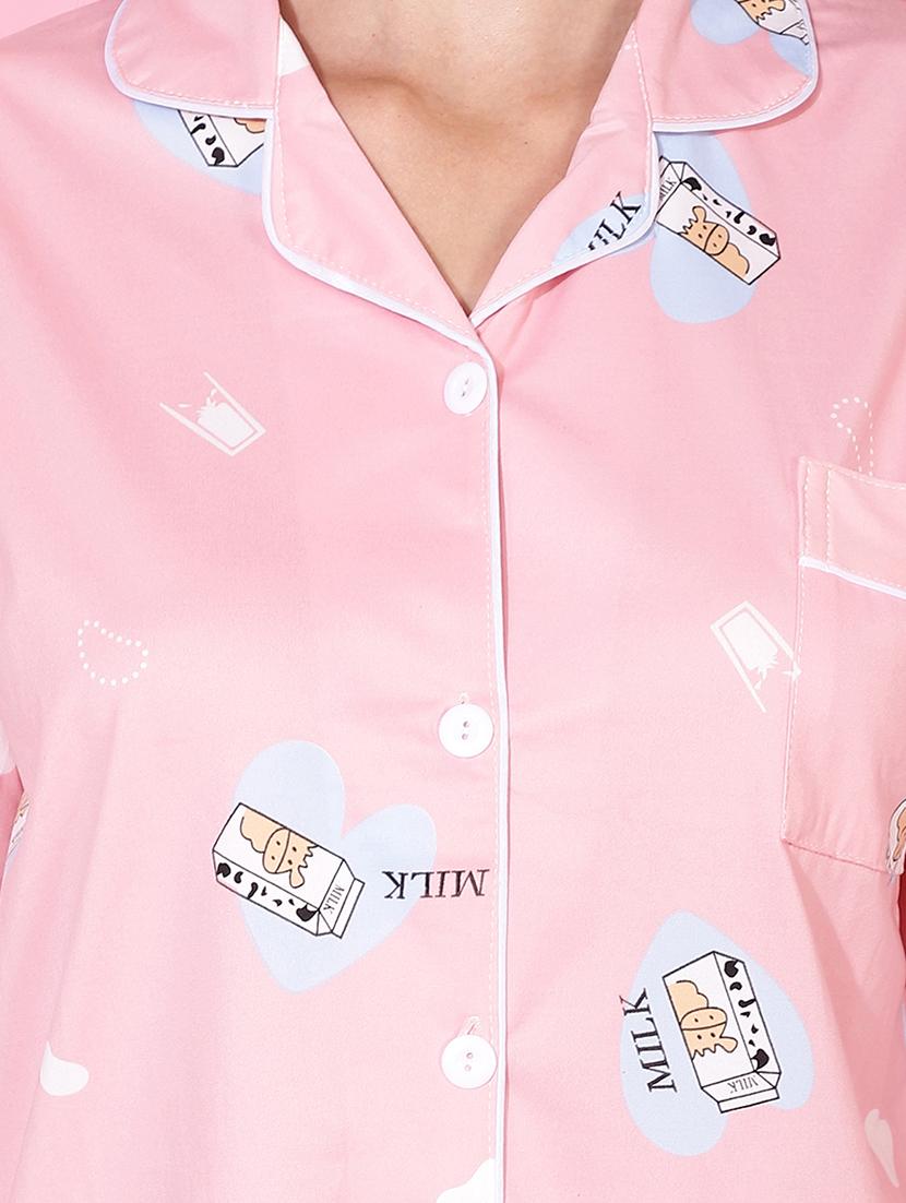 pink quirky print pyjama nightwear set - 20322504 - Standard Image - 3