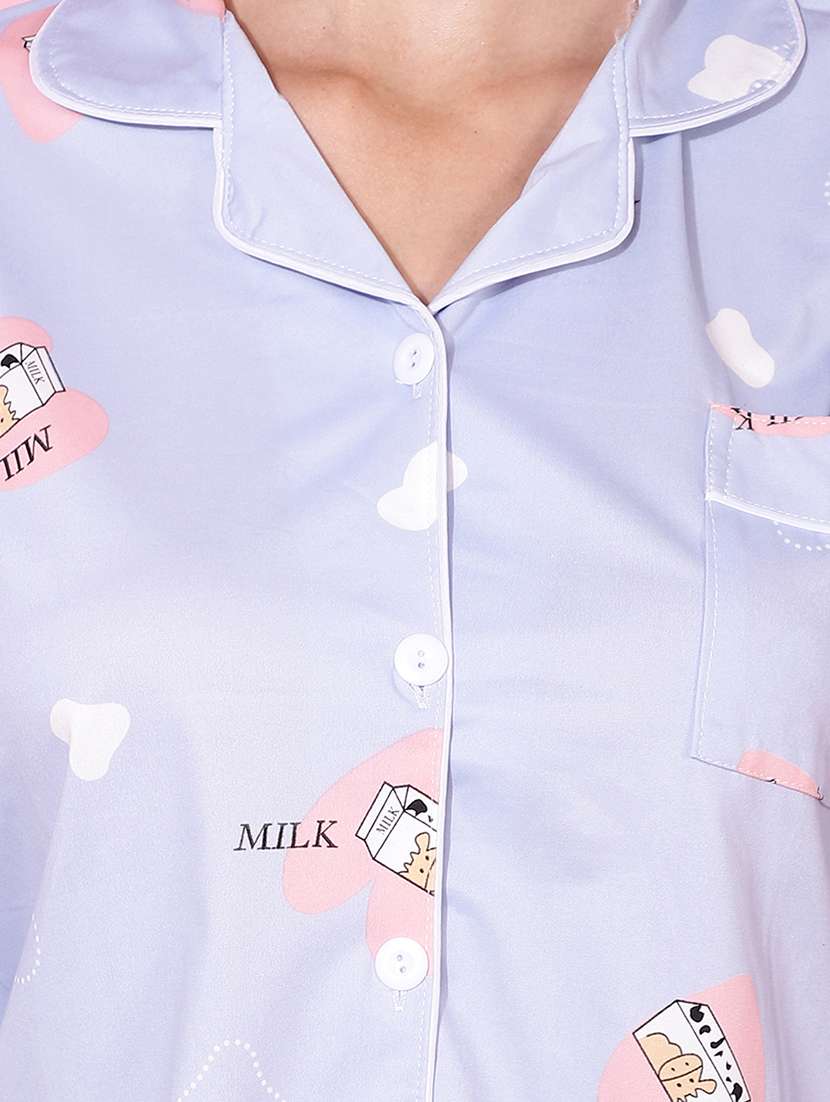 blue quirky print pyjama set nightwear - 20322505 -  Standard Image - 3