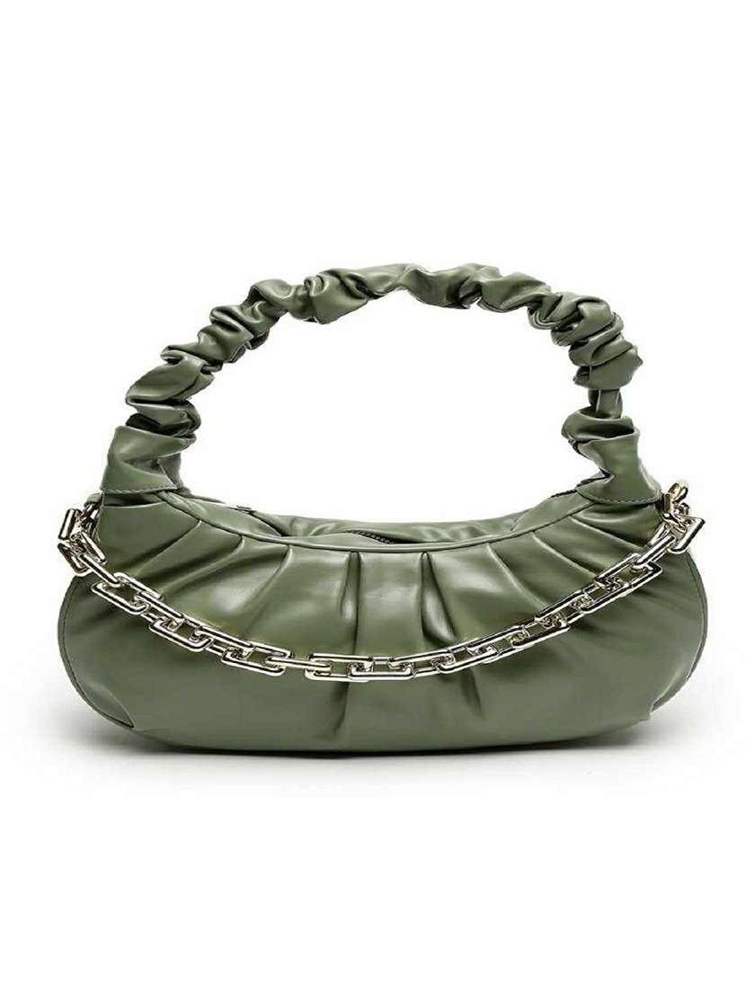green leatherette (pu) hobo handbag