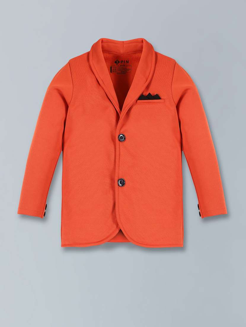 boy orange solid long sleeves blazer 