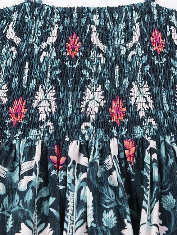 teal printed shoulder strap a-line dress - 20322922 -  Standard Image - 3