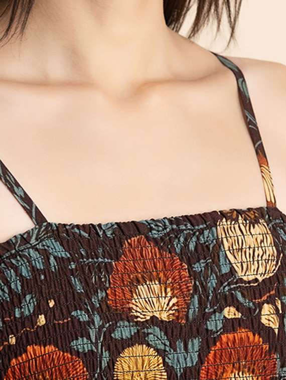  floral print shoulder strap fit & flare dress - 20322926 -  Standard Image - 3
