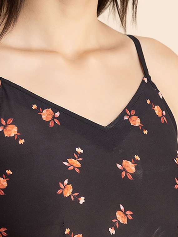  floral print shoulder strap a-line dress - 20322934 -  Standard Image - 3