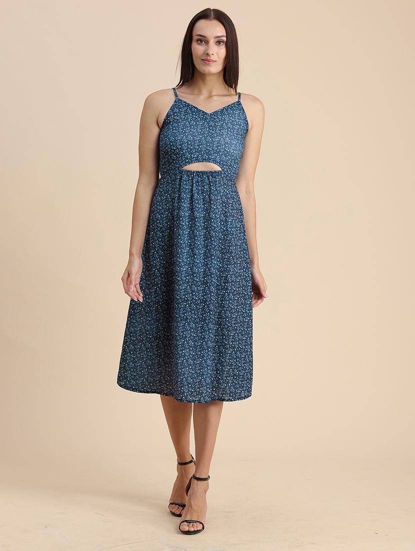 floral print shoulder strap a-line dress - 20322936 - Zoom Image - 0